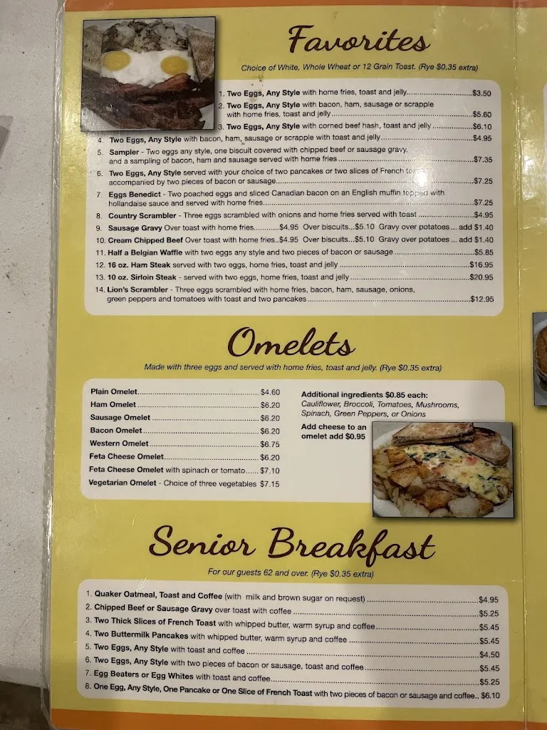 Menu_Lion's Pride Restaurant_Red Lion, PA_image_old_1