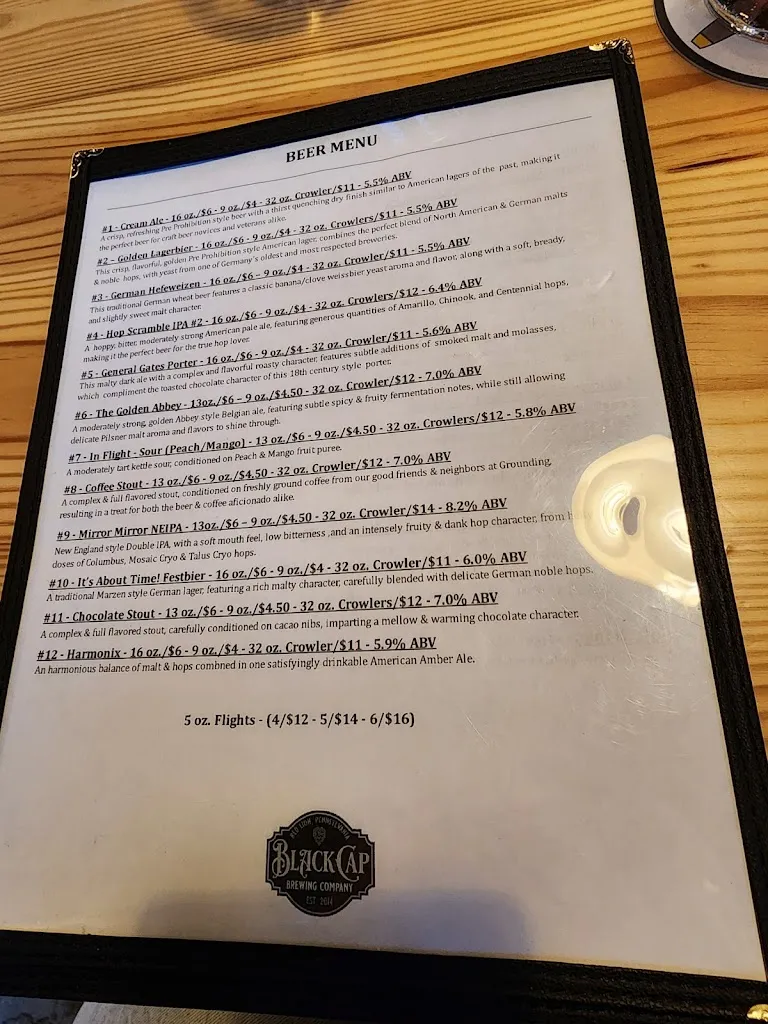 Menu_Black Cap Brewing Company_Red Lion, PA_image_old_2