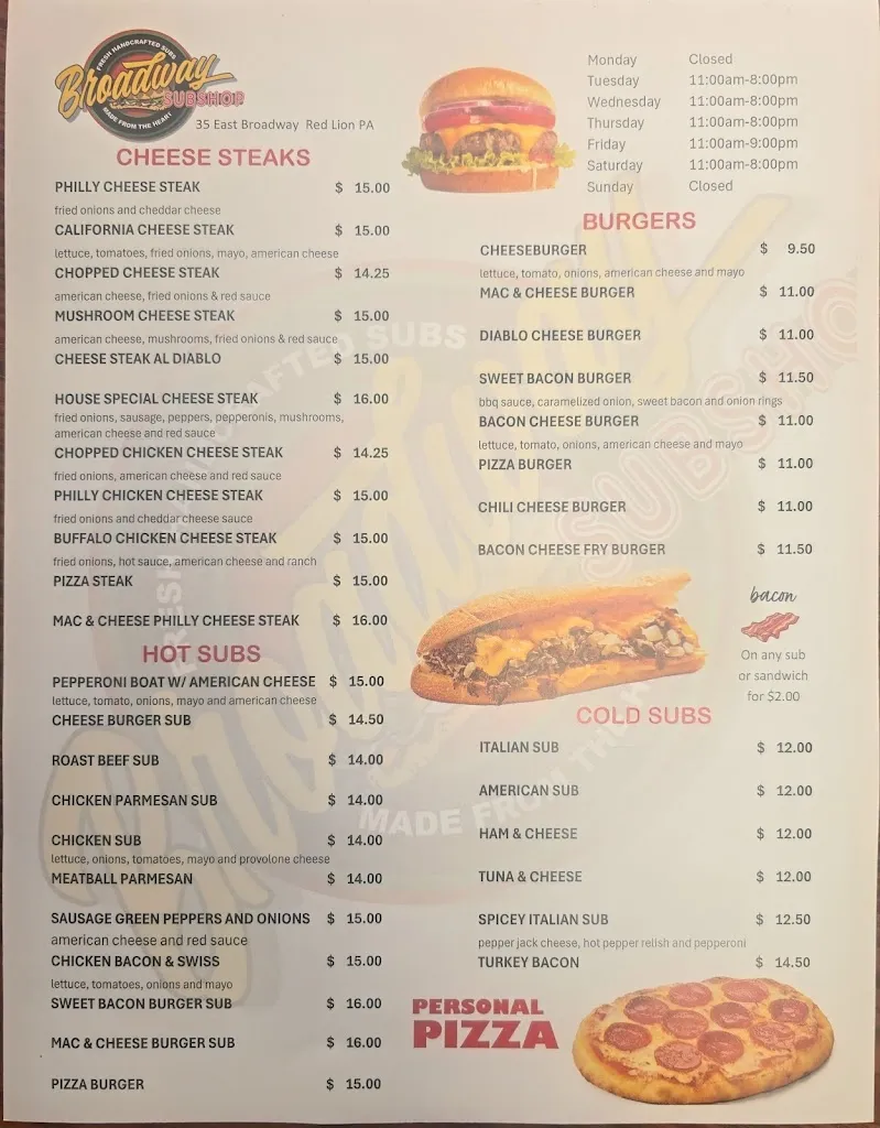 Menu_Broadway Subshop_Red Lion, PA_image_old_1