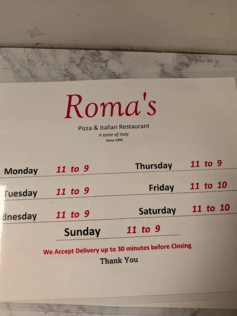 Menu_Roma's Pizza & Restaurant_Red Lion, PA_image_old_1