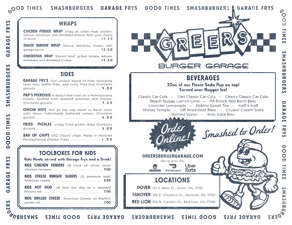 Menu_Greer’s Burger Garage_Red Lion, PA_image_old_2