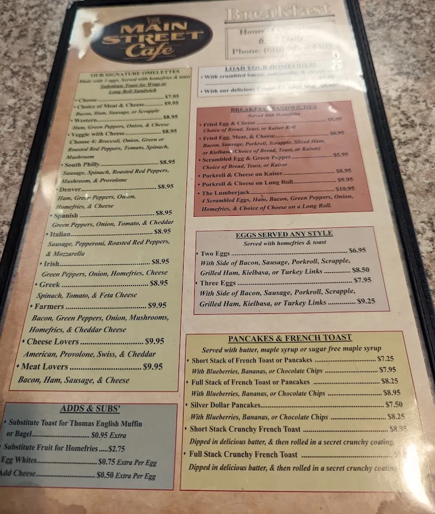 Menu_Main Street Cafe_Royersford, PA_image_old_2