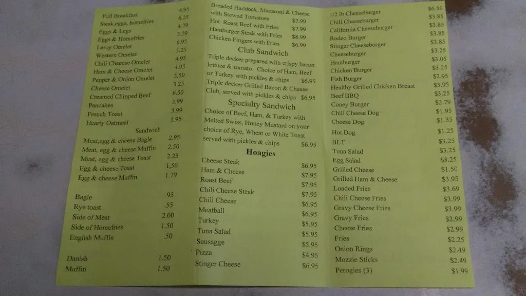 Menu_Tommy's M & S Lunch_St Clair, PA_image_old_2