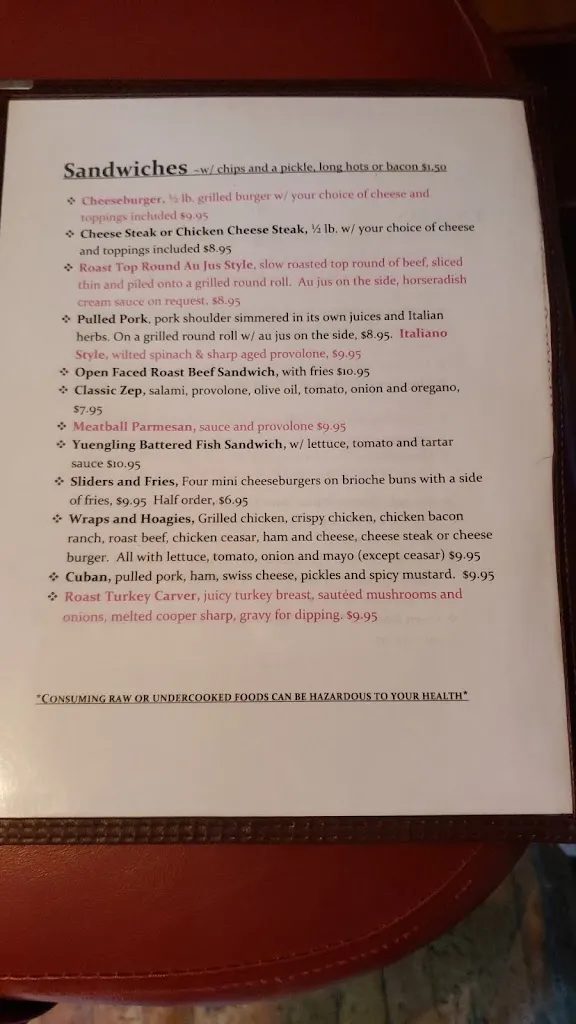 Menu_Ron's Crooked Hill Tavern_Pottstown, PA_image_old_2