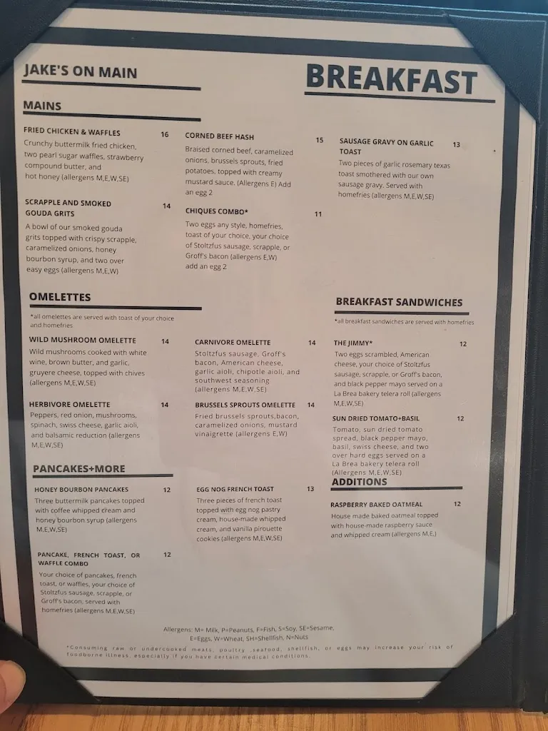 Menu_Jake's On Main_188 W Main St, Landisville_image_old_3