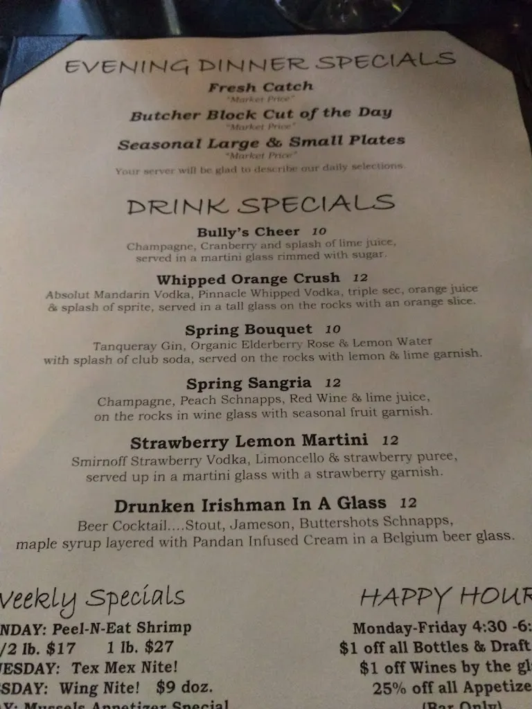 Menu_Bully's Restaurant & Pub_Columbia, PA_image_old_3