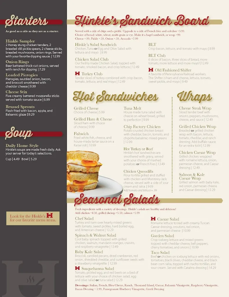 Menu_Hinkle's Restaurant_Columbia, PA_image_old_2