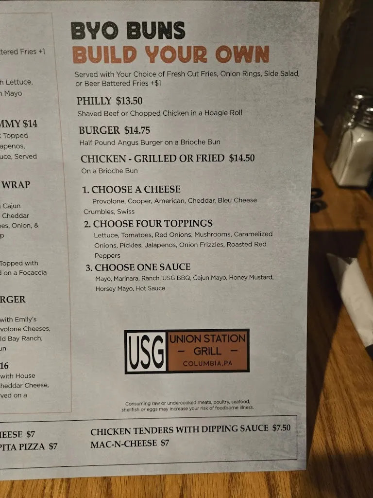 Menu_Union Station Grill_Columbia, PA_image_old_2
