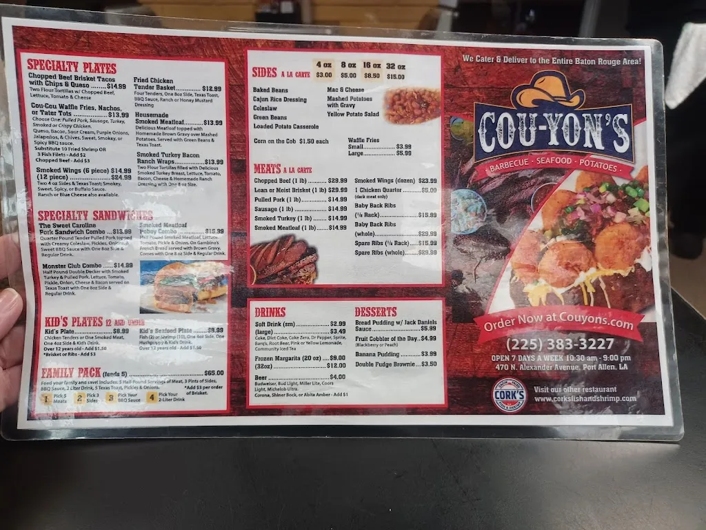 Cou-yon's Cajun Bar-B-Q_Port Allen, LA_menu_image_2