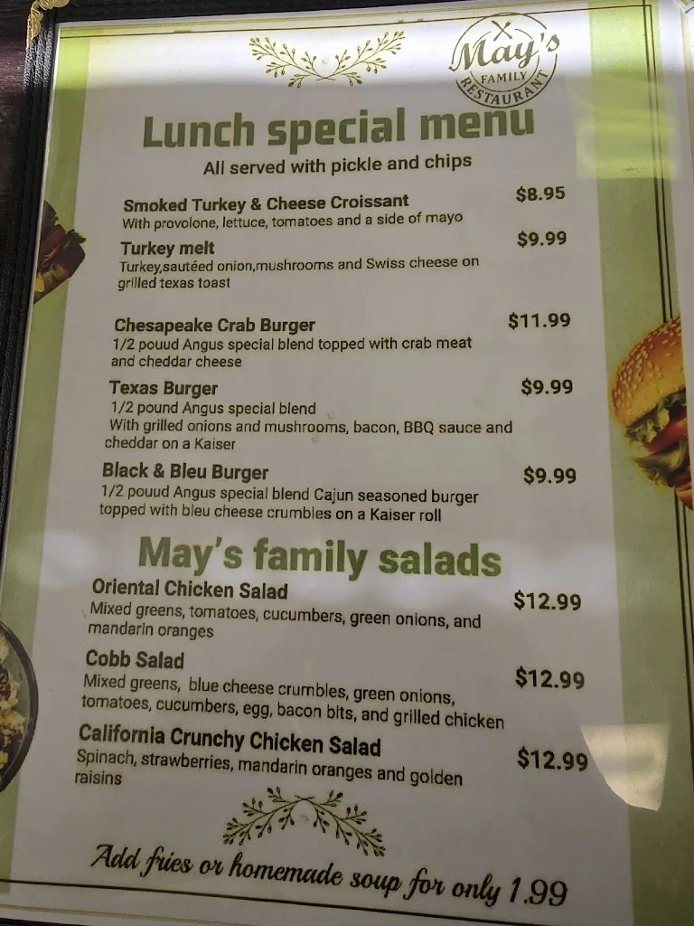 Menu_Mays Family Restaurant_Carlisle, PA_image_old_3