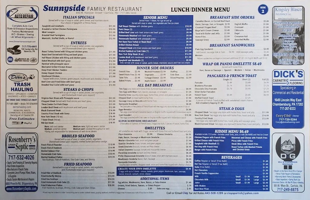 Menu_Sunnyside Family Restaurant_Carlisle, PA_image_old_2