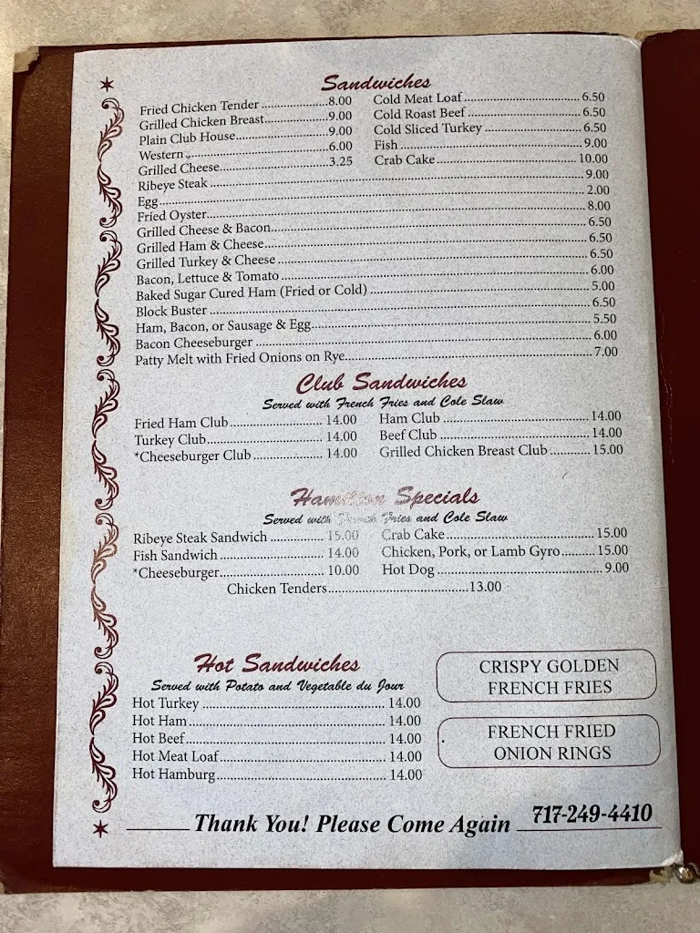 Menu_Hamilton Restaurant_Carlisle, PA_image_old_3
