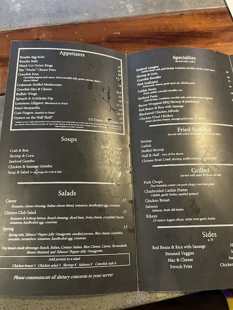 Menu_The Chimes_Baton Rouge, LA_image_old_1