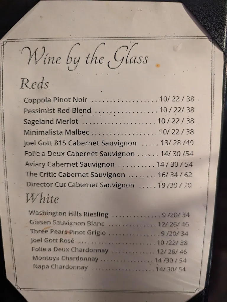 Menu_Springfield Grille_Mars, PA_image_old_2