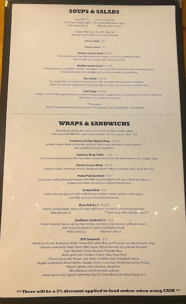 Menu_Selin's Grove Brewing_Selinsgrove, PA_image_old_1
