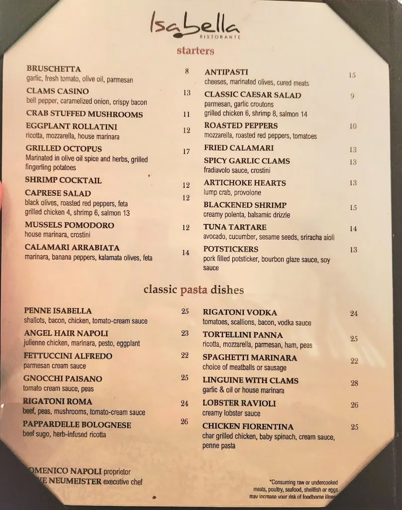 Menu_Isabella Restaurant and Cocktail Lounge_Selinsgrove, PA_image_old_1