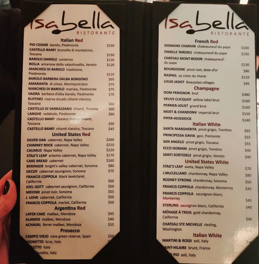 Menu_Isabella Restaurant and Cocktail Lounge_Selinsgrove, PA_image_old_3