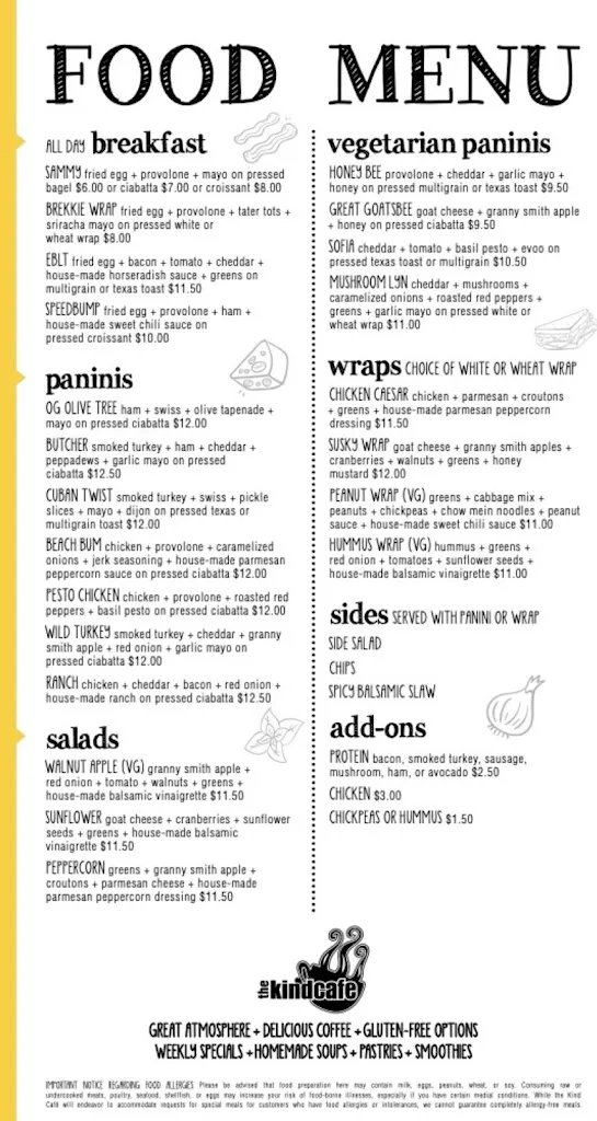 Menu_The Kind Cafe_Selinsgrove, PA_image_old_1