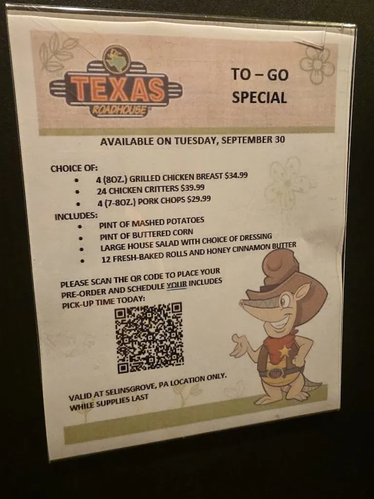 Menu_Texas Roadhouse_Selinsgrove, PA_image_old_1