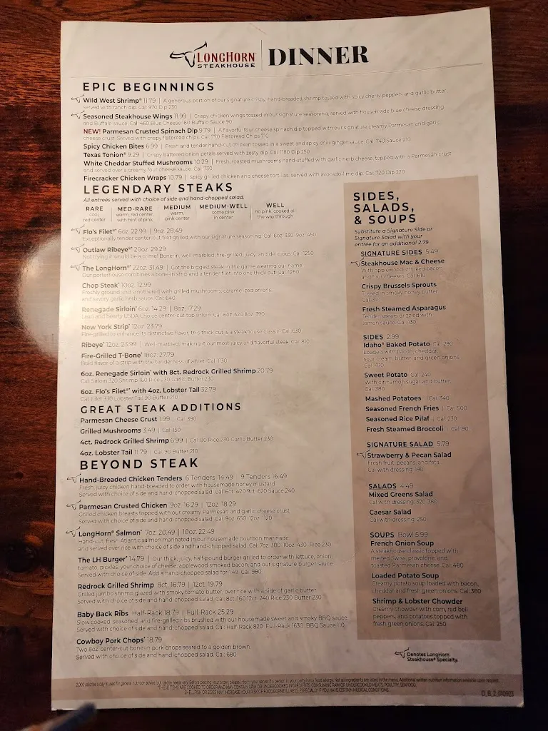 Menu_LongHorn Steakhouse_Selinsgrove, PA_image_old_1