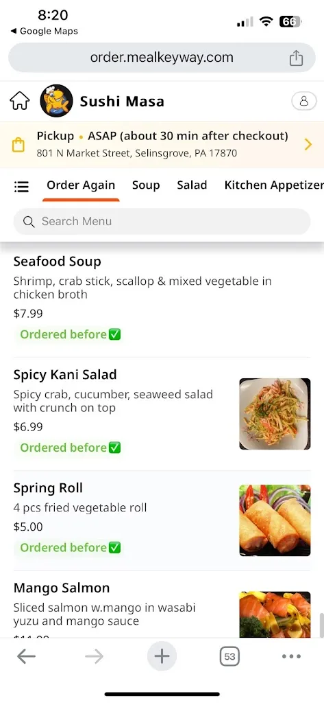 Menu_Sushi Masa_Selinsgrove, PA_image_old_2