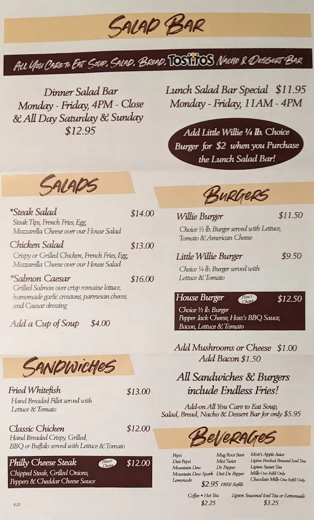 Menu_Hoss's Steak & Sea House_Shamokin Dam, PA_image_old_1