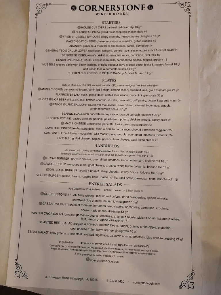 Menu_Cornerstone Restaurant & Bar_Aspinwall, PA_image_old_3