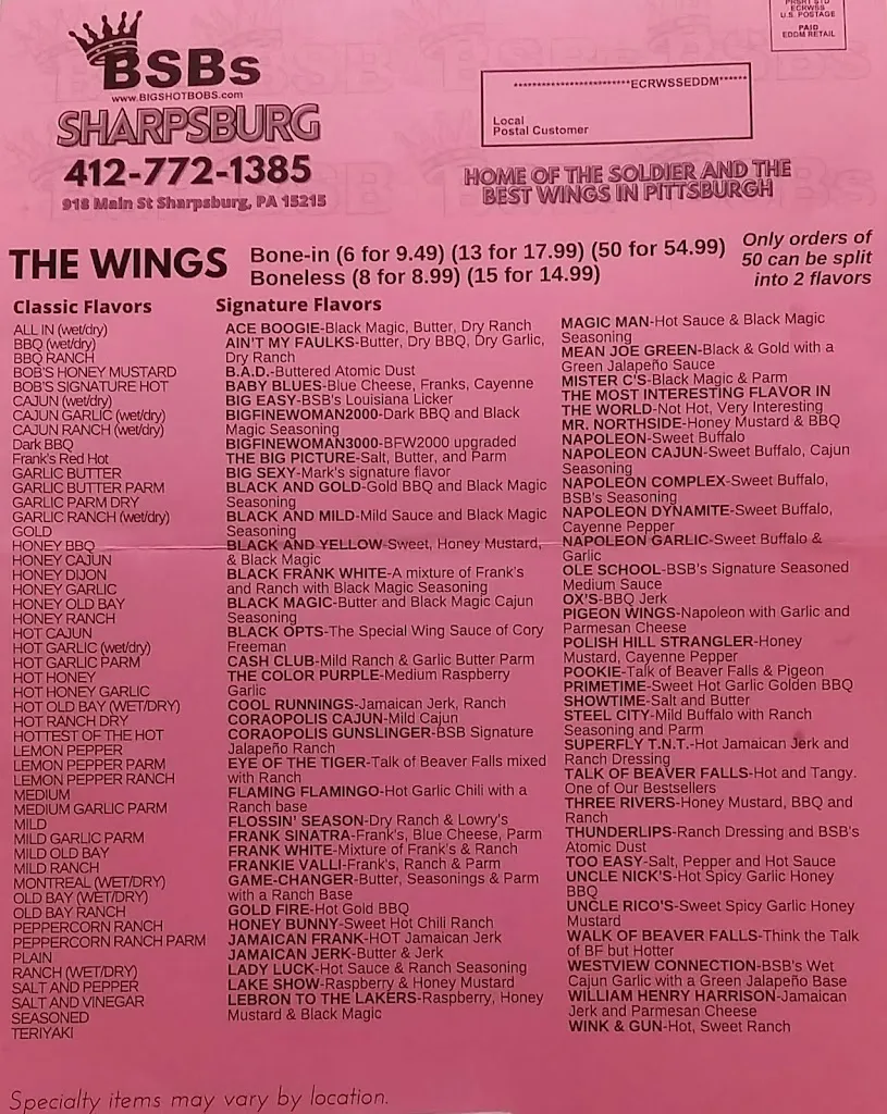 Menu_Big Shot Bob's House of Wings - Sharpsburg_Sharpsburg, PA_image_old_1
