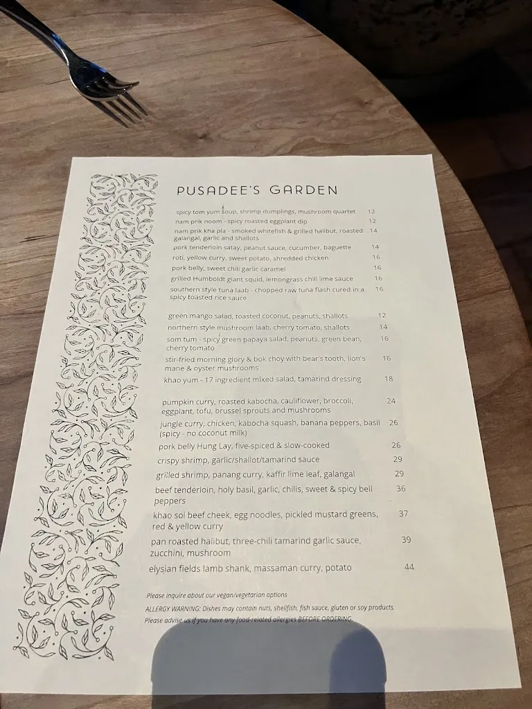 Menu_Pusadee's Garden_Pittsburgh, PA_image_old_2