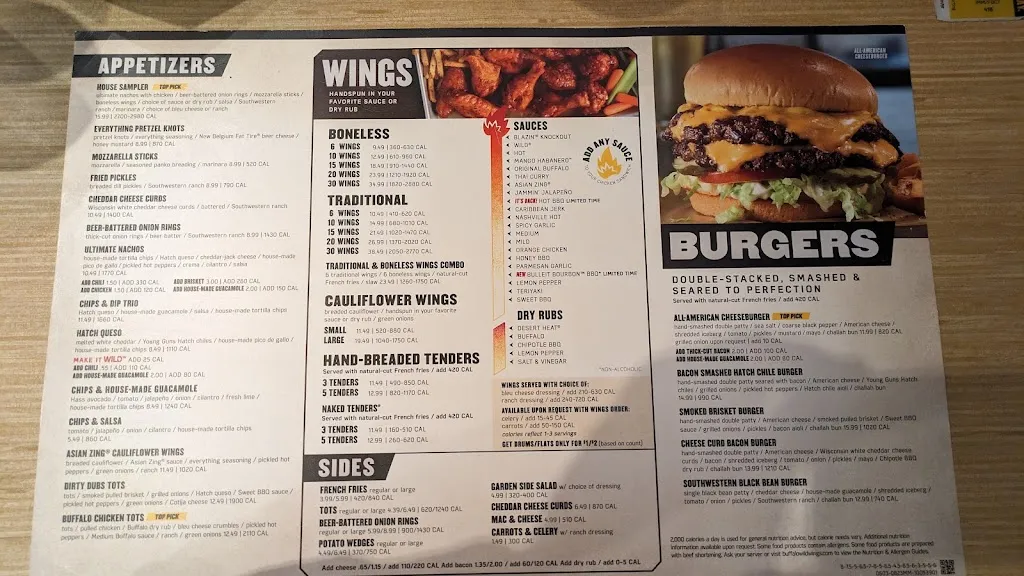 Menu_Buffalo Wild Wings_Selinsgrove, PA_image_old_2