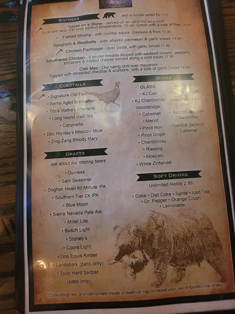 Menu_Kodiax Barn & Grill_Charleroi, PA_image_old_1