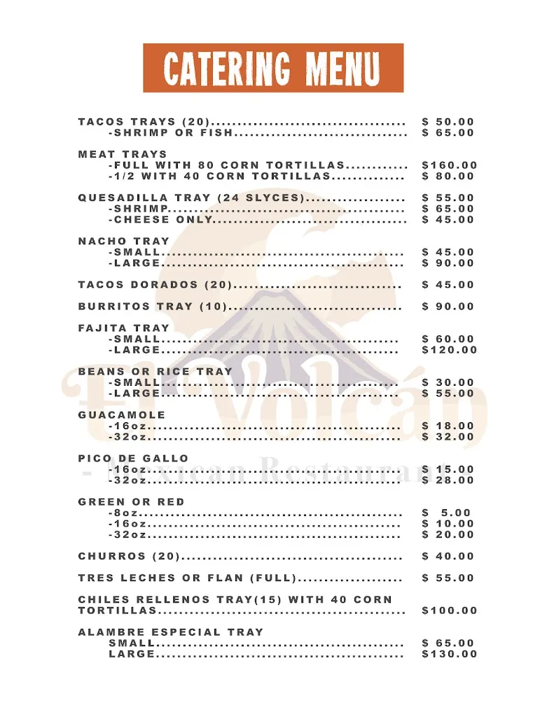 Menu_EL VOLCAN Mexican Restaurant_Spring City, PA_image_old_2