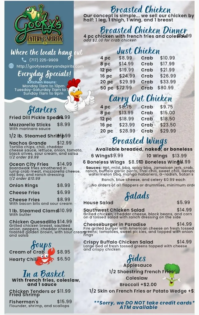 Menu_Goofy's Eatery and Spirits, Inc_Spring Grove, PA_image_old_1
