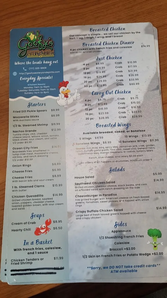 Menu_Goofy's Eatery and Spirits, Inc_Spring Grove, PA_image_old_3