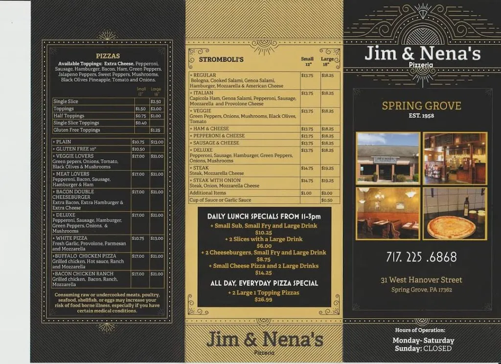 Menu_Jim & Nena's Pizzeria_Spring Grove, PA_image_old_1