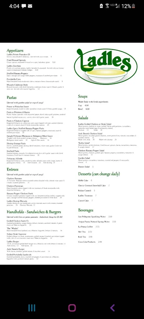 Menu_Ladles_Springdale, PA_image_old_2