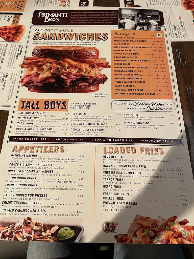 Menu_Primanti Bros. Restaurant and Bar_York, PA_image_old_3
