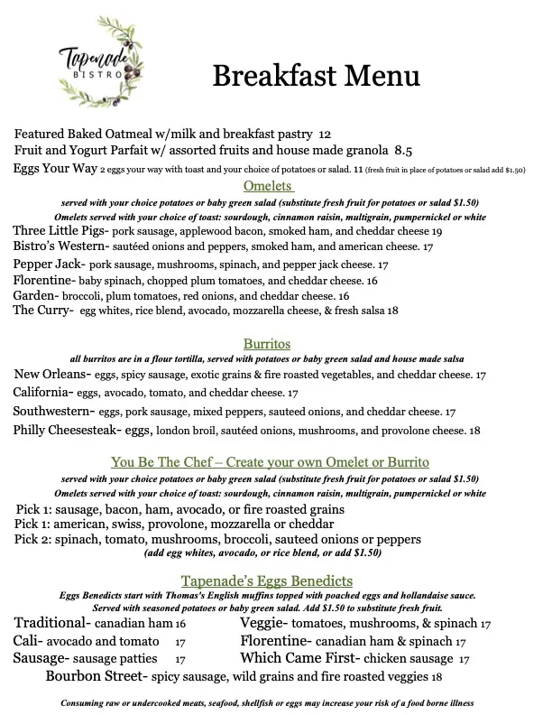 Menu_Tapenade Bistro_York, PA_image_old_1