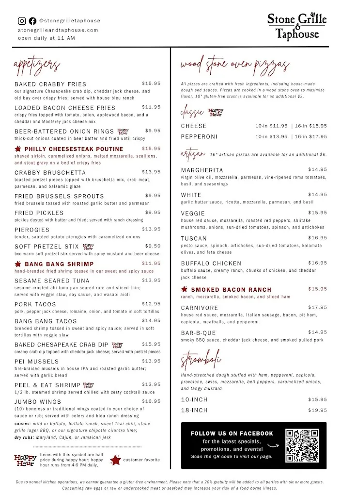 Menu_Stone Grille & Taphouse_York, PA_image_old_3
