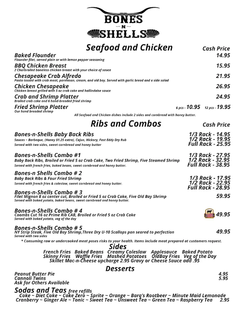 Menu_Coomb's Tavern / Bones n Shells_York, PA_image_old_3