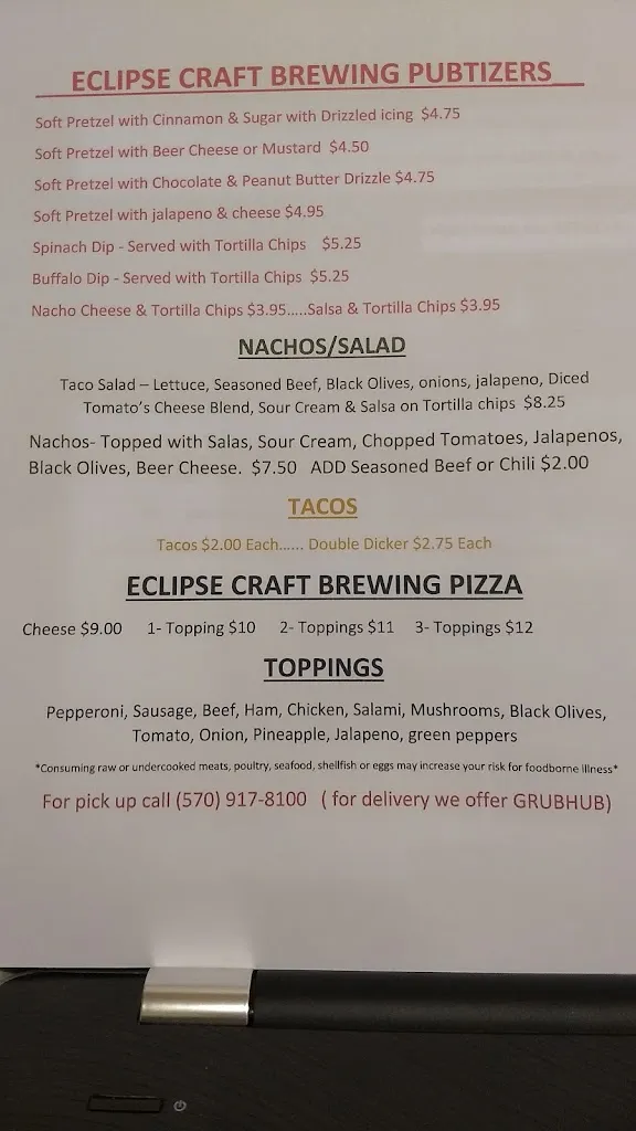 Menu_Eclipse Craft Brewing Company_Sunbury, PA_image_old_3