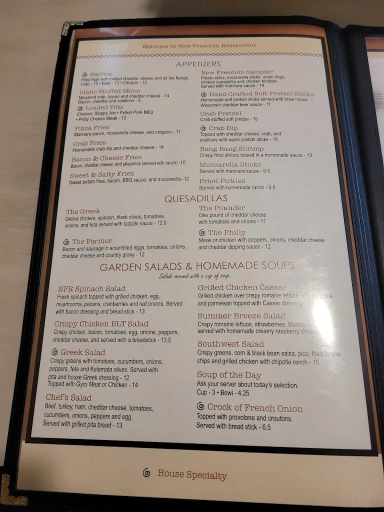 Menu_New Freedom Restaurant and Coffee Shop_New Freedom, PA_image_old_1