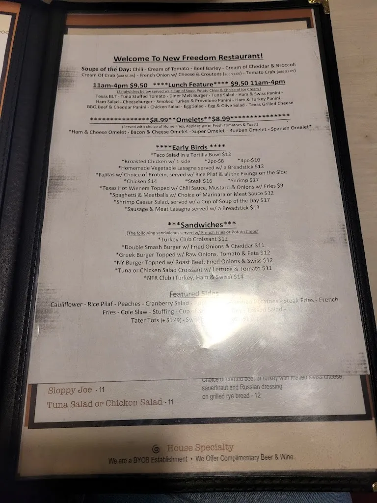 Menu_New Freedom Restaurant and Coffee Shop_New Freedom, PA_image_old_2
