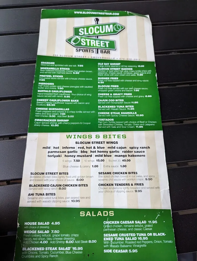 Menu_Slocum Street Sports Bar and Grill_265 Slocum St, Swoyersville_image_old_1