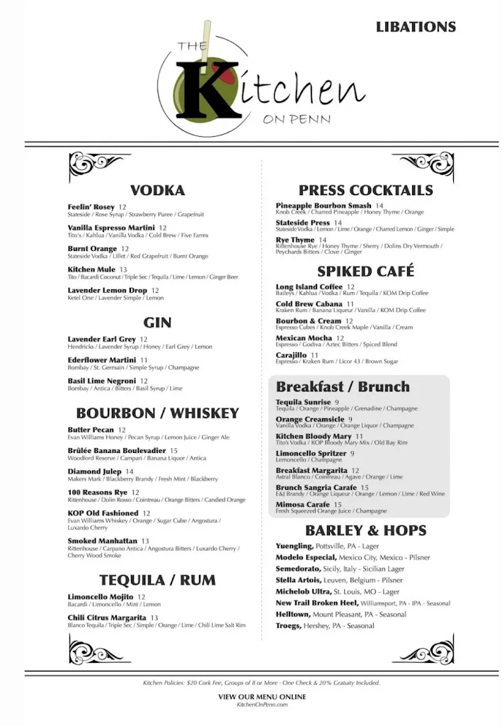 Menu_The Kitchen on Penn_Murrysville, PA_image_old_2