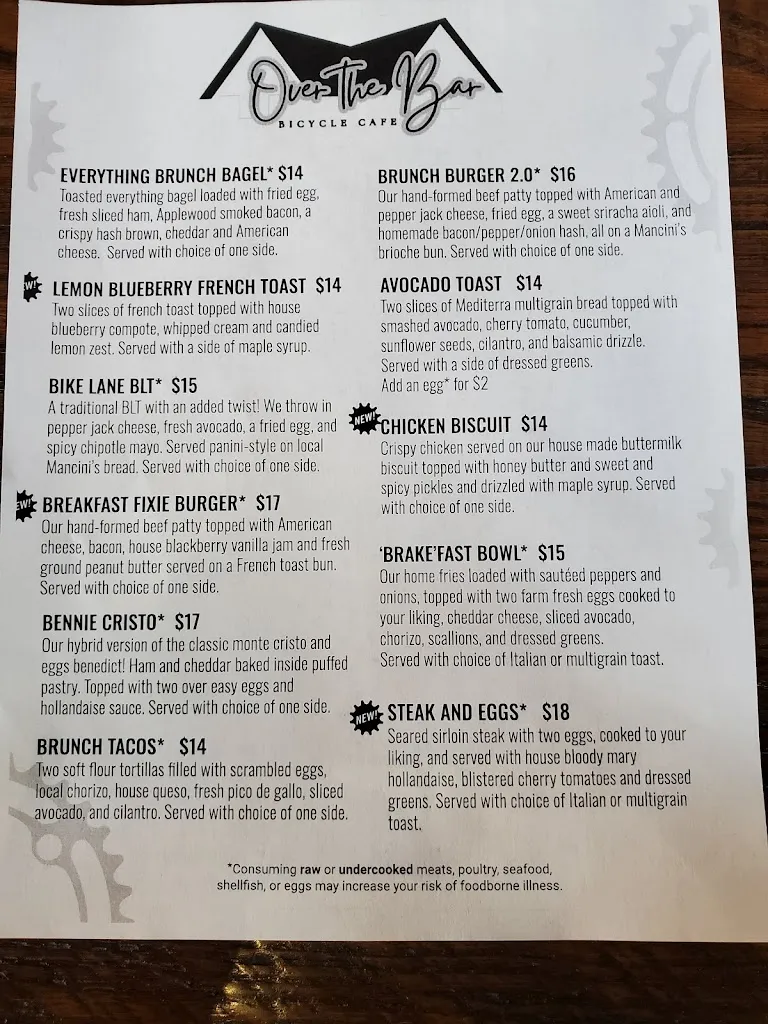 Menu_OTB Bicycle Cafe at Hastings_Bridgeville, PA_image_old_1