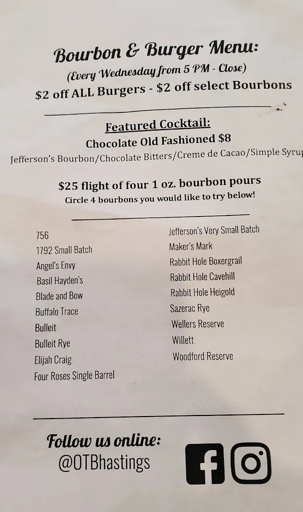 Menu_OTB Bicycle Cafe at Hastings_Bridgeville, PA_image_old_2
