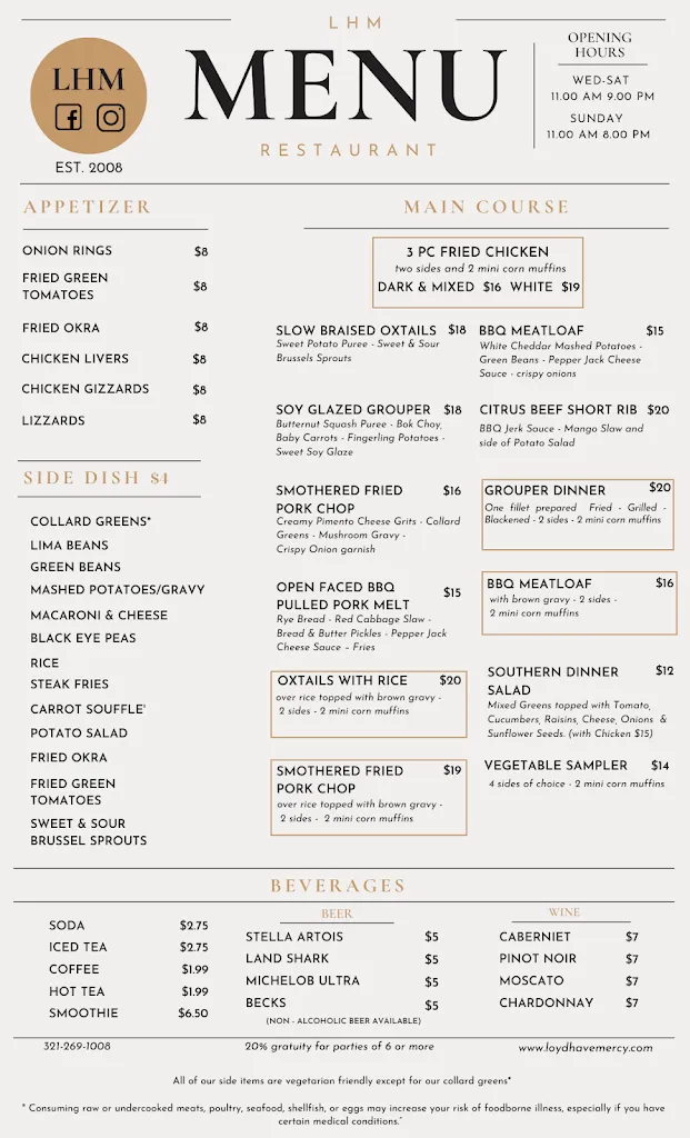 Menu_Loyd Have Mercy Restaurant_Titusville, FL_image_old_1