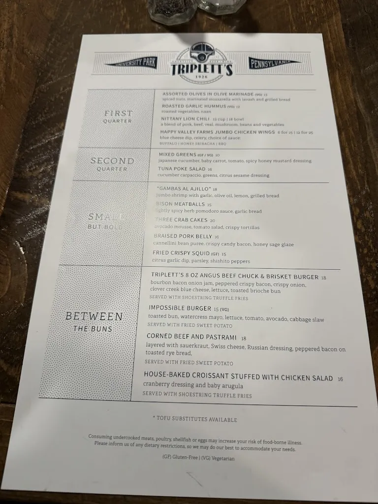Menu_Triplett's_State College, PA_image_old_3