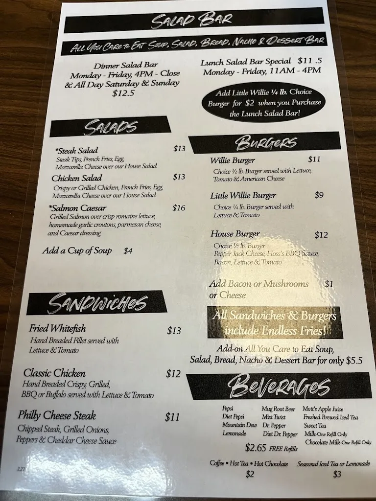 Menu_Hoss's Steak & Sea House_State College, PA_image_old_2